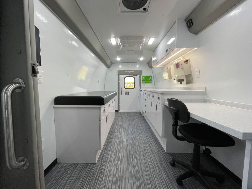 Image inside of a One Room Mobile Medical Clinic, Group A.