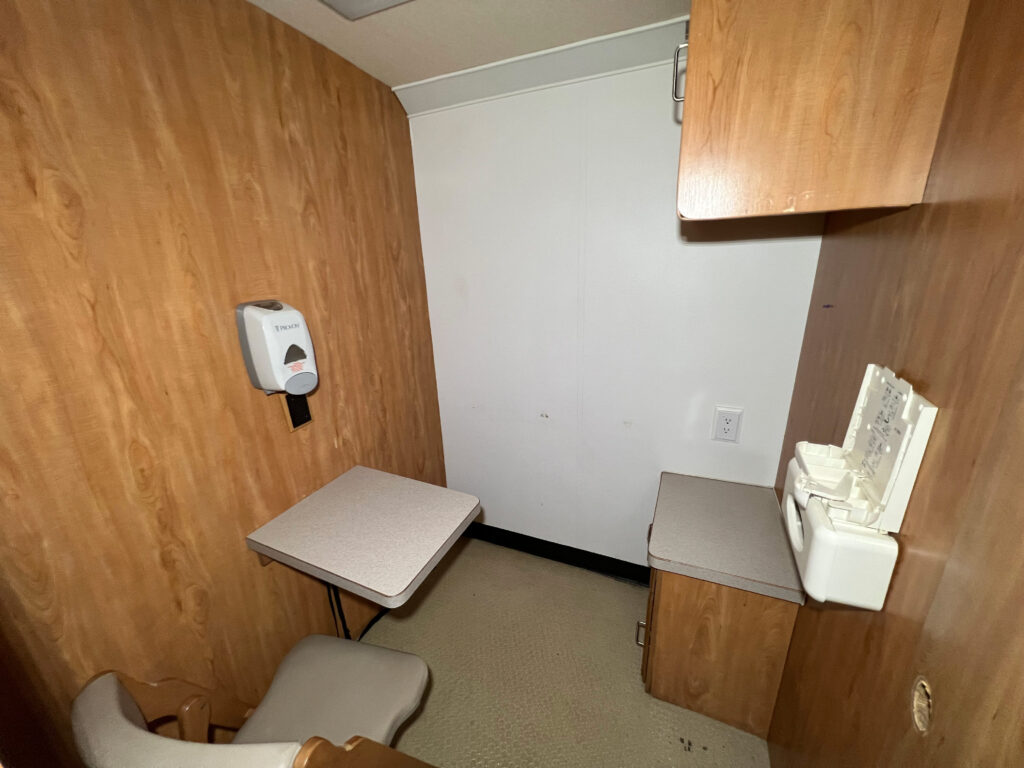 Interior of a used 2006 mobile medical clinic for sale.