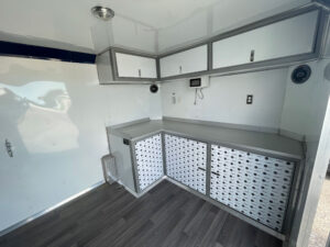 Interior of a 2010 mobile office trailer for sale