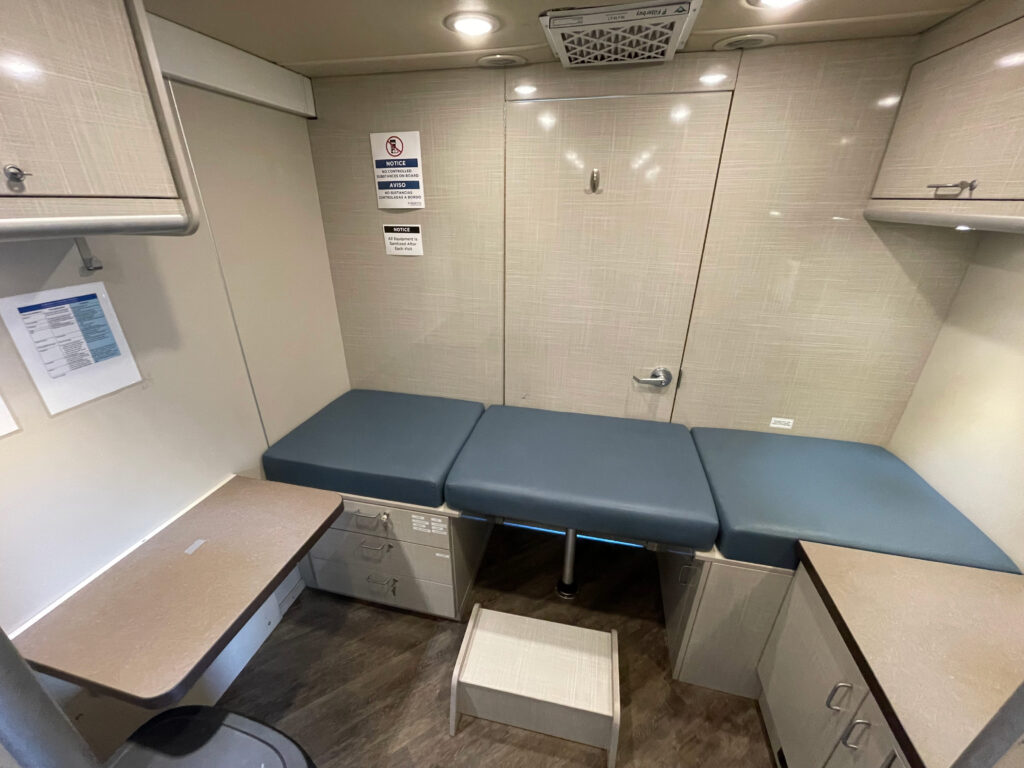 Interior of a 2018 mobile medical clinic.