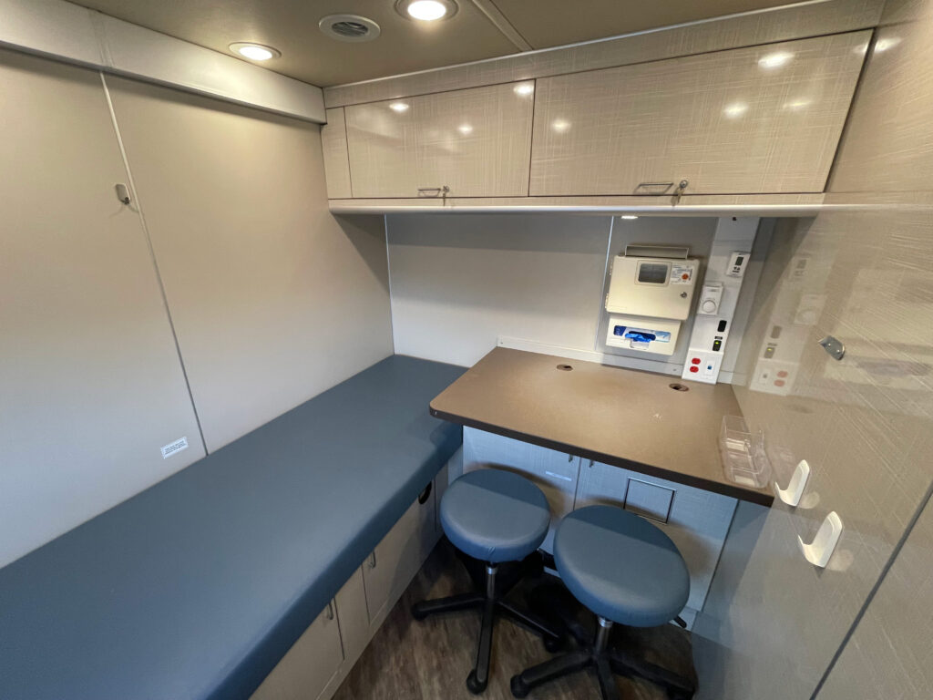 Interior of a 2018 mobile medical clinic.