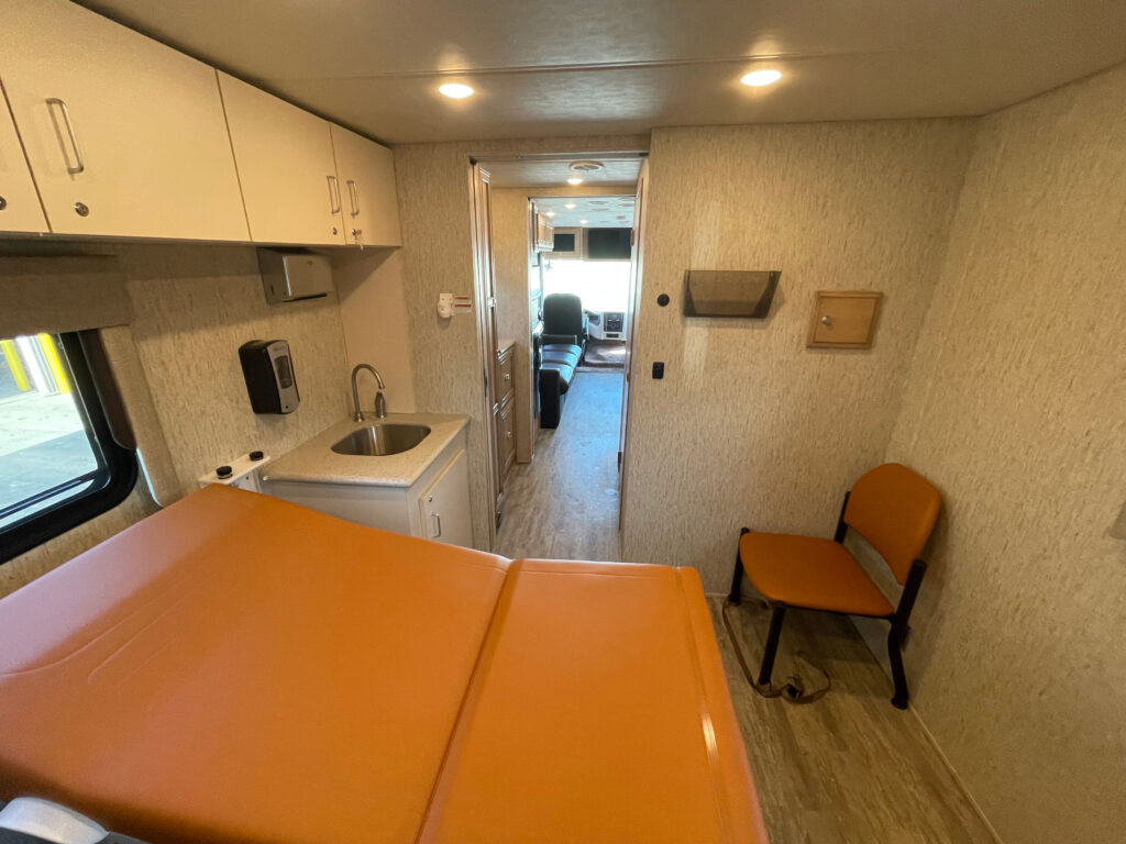 Interior of a used 2019 mobile medical clinic for sale