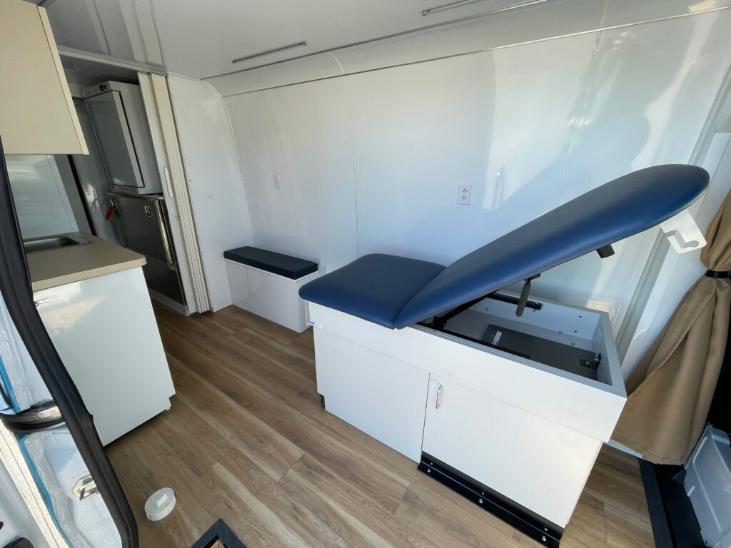 Interior of a used 2022 mobile medical clinic for sale
