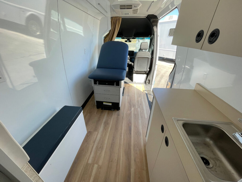 interior of a used 2022 mobile medical clinic for sale