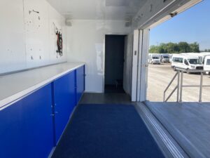 Interior of a used 2017 mobile marketing unit for sale.